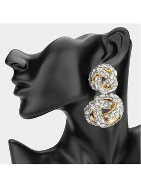 Women's Unbranded Silver and Gold Knot Drop Post Earrings